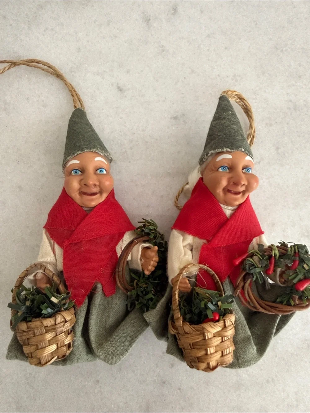 2 Holiday Gnome hanging ornaments